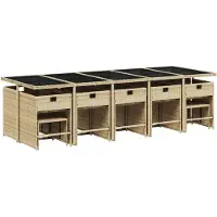 vidaXL 15-delige Tuinset met kussens poly rattan beige