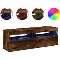 vidaXL TV-kastjes, 2 stuks, met LED-verlichting, gerookt eikenhout, 60x35x40 cm