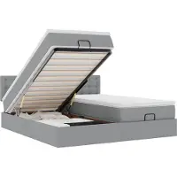 vidaXL Ottoman bed met matrassen en LED's 200x200cm stof lichtgrijs