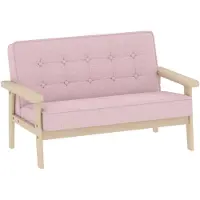 AIYAPLAY Kids Sofa-Kortpolig stof, rubberhout-77L x 42B x 48H cm-Roze