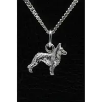 MOOYE ® - Collectie Zilveren Hollandse herder ketting hanger - langhaar - klein