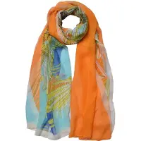 Juleeze Sjaal Dames Print 50x160 cm Oranje Synthetisch