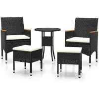 vidaXL 5-delige loungeset voor de tuin, van zwart kunststof riet