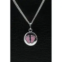 MOOYE ® - Collectie Zilveren Babyvoetjes roze ketting hanger