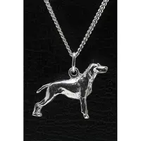 MOOYE ® - Collectie Zilveren Vizsla staande hond korthaar ketting hanger - groot
