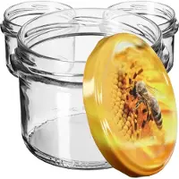 Kadax Kleine inmaakpotten 235 ml, glazen fi82, mini-glazen voor honing en specerijen, jampotten met deksel, luchtdichte glazen om cadeau te geven (bijen 10 stuks)