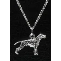 MOOYE ® - Collectie Zilveren Vizsla staande hond draadhaar ketting hanger - groot