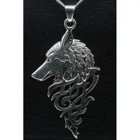 MOOYE ® - Collectie Zilveren Wolf gothic gezwart ketting hanger