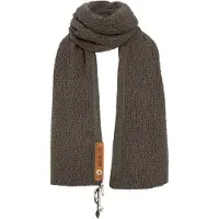 Knit Factory Luna Gebreide Sjaal Dames & Heren - Langwerpige sjaal - Ronde sjaal - Colsjaal - Omslagdoek - Cappuccino - Bruin - 200x50 cm - Inclusief sierspeld