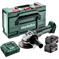 Metabo W 18 L BL 9-125 accu-haakse slijper 18 V 125 mm borstelloos + 2x accu 4,0 Ah + lader + metaBOX ( 602374510 )