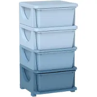 HOMCOM - Ladekast - met 4 laden - Kunststof - Blauw