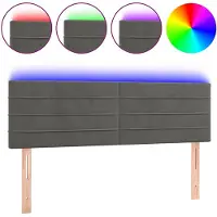 vidaXL Hoofdbord LED 144x5x78/88 cm fluweel donkergrijs