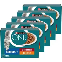 Purina One 5x Senior Pouch Rund & Kip 8 x 85 gr