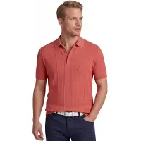 Baileys Polo oranje knitted textuur gestreept 3 knoops