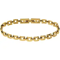 Lucardi - Dames Stainless steel goldplated schakelarmband voor dames - Armband - Staal - Goudkleurig - 17 cm
