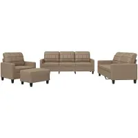 vidaXL 4-delige Loungeset met kussens kunstleer cappuccino