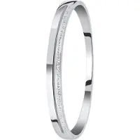 Lucardi Dames armband bangle 2rij wit kristal - Staal - Bangle - Cadeau - Stijlvol - Zilverkleurig