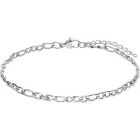 Lucardi Dames Stalen armband figaro 4mm - Armband - Staal - Zilver - 19 cm