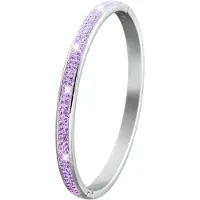 Lucardi Meisjes Bangle met plating - Ovaal - Kristal - Cadeau - Staal - Zilverkleurig