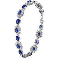 Lucardi Dames Armband blauwe zirkonia - Echt Zilver - Armband - Cadeau - 17,50 cm - Zilverkleurig