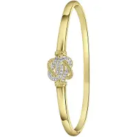 Lucardi Dames Gerecycled stalen goldplated bangle surinaamse mattenklopper - Armband - Staal - Goudkleurig - 58 mm