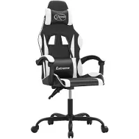 vidaXL Gaming stoel, draaibaar, zwart en wit, kunstleer