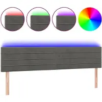 vidaXL Hoofdbord LED 200x5x78/88 cm fluweel donkergrijs