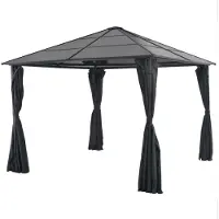 vidaXL Tuinpaviljoen met gordijn, aluminium, 3x3 meter, zwart