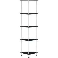 vidaXL Kastje 5-laags 30x30x130 cm gehard glas zwart