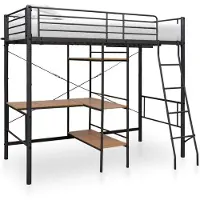 vidaXL Stapelbedframe met tafel metaal grijs 90x200 cm