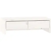 vidaXL Monitorstandaard 50x27x15 cm massief grenenhout wit