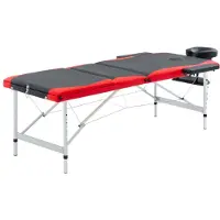 vidaXL Massagetafel inklapbaar 3 zones aluminium zwart en rood