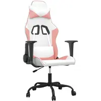 vidaXL Gamingstoel, wit en roze, kunstleer