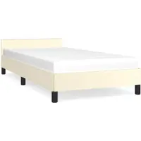vidaXL Bedframe met hoofdeinde, zonder matras, crème, 90x190 cm