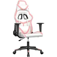vidaXL Gamingstoel, wit en roze, kunstleer