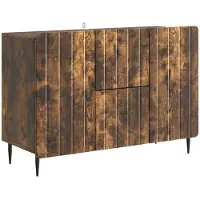 vidaXL Dressoir met lade Gerookt eiken 89 x 34,5 x 62 cm Bewerkt hout