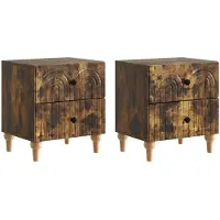 vidaXL Nachtkastje 2 st Gerookt eiken 43 x 34,5 x 48 cm Bewerkt hout