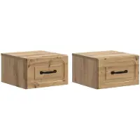 vidaXL Muurbevestigde Nachttafel 2 st Artisanaal eiken