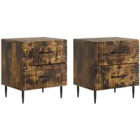 vidaXL - Nachtkastje - 2 - st - Gerookt - eiken - 43 - x - 34,5 - x - 47,5 - cm - Bewerkt - hout