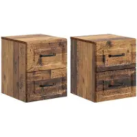 vidaXL Muurbevestigde Nachttafel 2 st Oud hout 34,5 x 33 x 40 cm