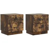 vidaXL Nachtkastje 2 st Gerookt eiken 43 x 34,5 x 44,5 cm Bewerkt hout
