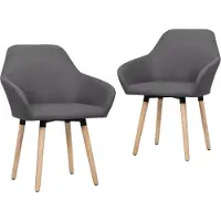 vidaXL Eetkamerstoelen 2 st stof donkergrijs