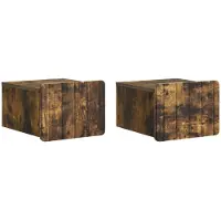 vidaXL Muurbevestigde Nachttafel 2 st Gerookt eiken 33 x 34,5 x 24 cm