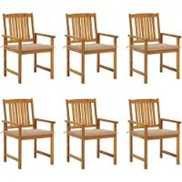 vidaXL Tuinstoelen met kussens, 6 stuks, massief acaciahout