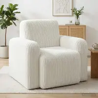 vidaXL Fauteuil Crèmekleurig corduroy