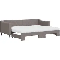 vidaXL Uittrekbaar dagbed met matrassen, taupe, 80x200 cm, stof