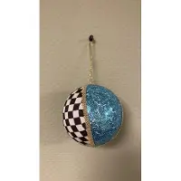 TLF Interieurs Kerstballen Set | Groen - Paars - Blauw | Diameter 10 cm | zwart wit geblokt | 6 ballen |