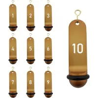 Combicraft Big Classic Brons aluminium hotel sleutelhanger met witte gravering 1 t/m 10 - 105 x 30 mm
