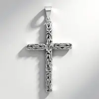 Cavill - Zilveren Hanger 925 Sterling Zilver Gerhodineerd - Modern Gestructureerd Kruis - 53x28 mm - Tijdloze Zilveren Sieraden - 2,6 g