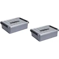 Sunware 6x q-line opberg box/opbergdoos - 10 liter - 40 x 30 x 11 cm - kunststof - opslagbox - grijs